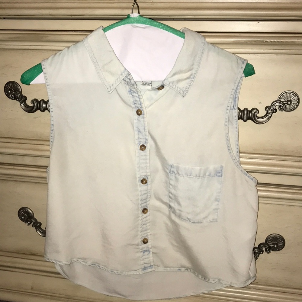 denim button down tank